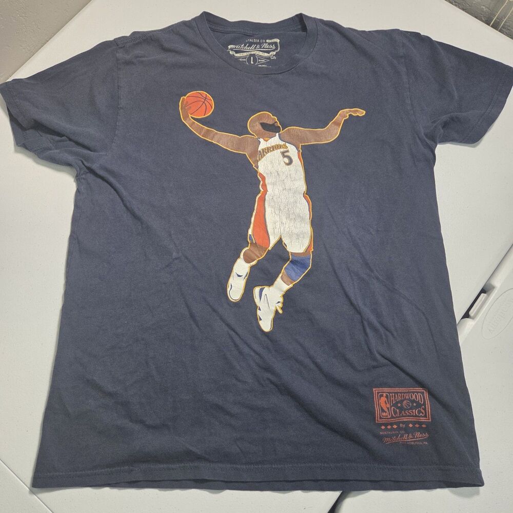 Mitchell & Ness Baron Davis Warriors T-Shirt Mens L We Believe Dunk HWC Navy